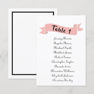 Invitación Tabla de asientos de boda rosa.