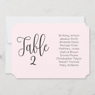 Invitación Tabla de asientos de boda rosa. Panorama de Rubor