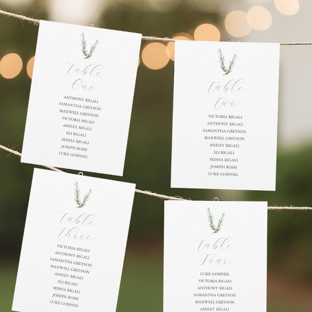 Invitación Tabla de asientos de Bodas botánicos por plan de t (Wedding seating charts for micro wedding theme designed with watercolor botanicals)