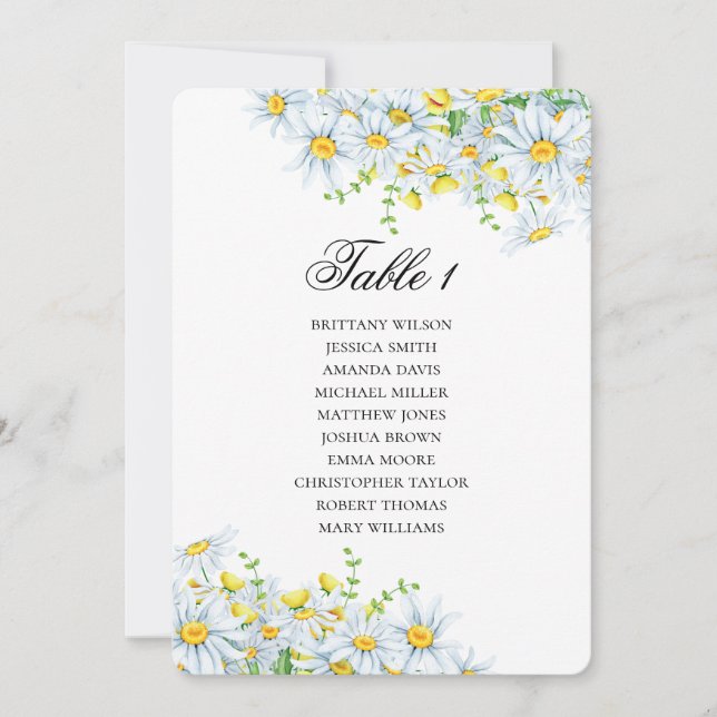 Invitación Tabla de asientos de Chamomile. Boda de flores de  (Anverso)