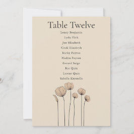 Invitación Tabla de asientos de flores minimalistas modernas