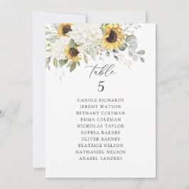 Invitación Tabla de asientos de girasoles de hidrangea blanca