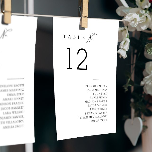 Invitación Tabla de asientos de mesa de tipografía simple (Simply Elegant Typography Table Seating Chart)