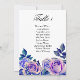 Invitación Tabla de asientos de rosas azules y violetas. Plan