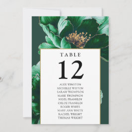 Invitación Tabla De Asientos De Tabla Floral De Esmeralda Y O