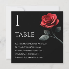 Invitación Tabla de asientos de un solo Boda de rosa rojo-