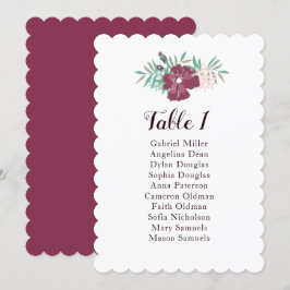 Invitación Tabla de asientos de verano. Boda de flores morada
