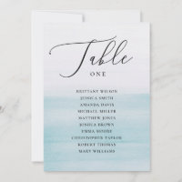 Tabla de asientos del Boda azul náutico. Océano el