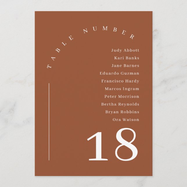 Invitación Tabla de asientos del Boda del Arco de Terracotta  (Anverso)