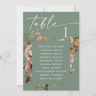 Invitación Tabla de asientos del Boda floral del Boho verde o