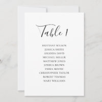 Tabla de asientos en blanco y negro. Boda moderno