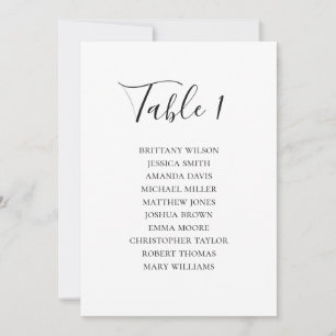 Invitación Tabla de asientos en blanco y negro. Boda moderno