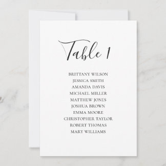 Invitación Tabla de asientos en blanco y negro. Boda moderno