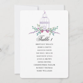 Invitación Tabla de asientos en jaula púrpura. Plan de boda f