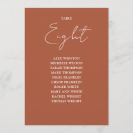 Invitación Tabla de asientos modernos de Terracota Número de 