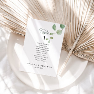 Invitación Tabla de asientos número 1 del Boda Eucalyptus