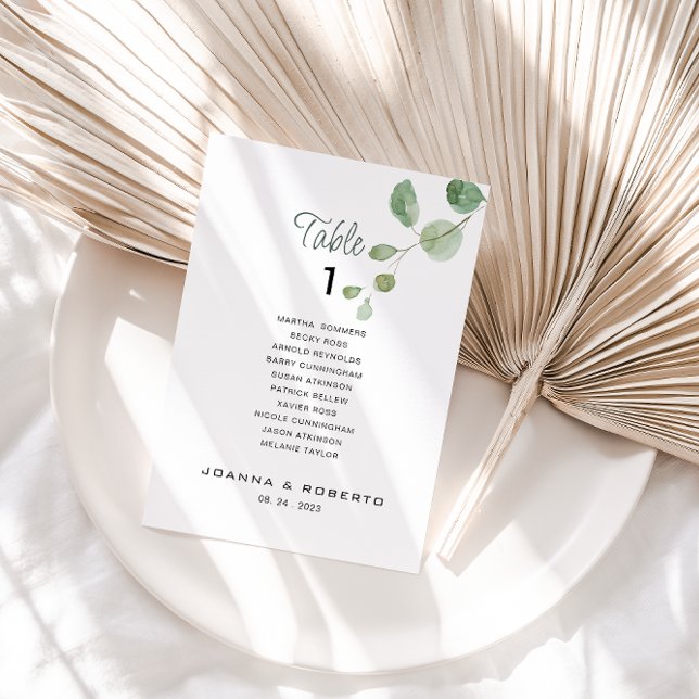 Invitación Tabla de asientos número 1 del Boda Eucalyptus (Subido por el creador)