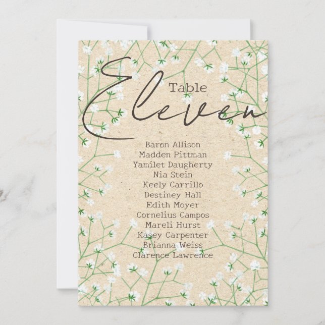 Invitación Tabla de asientos número de la tabla de aliento de (Anverso)