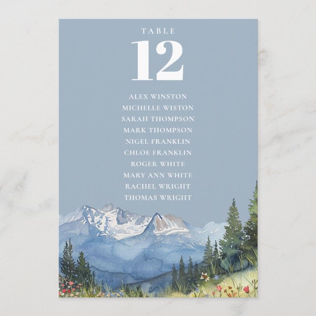 Invitación Tabla de asientos numero de la tabla de la montaña (Anverso)