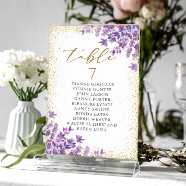 Invitación Tabla de asientos número de tabla de lavanda morad (Subido por el creador)