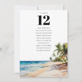 Invitación Tabla de asientos número de tabla de playa tropica