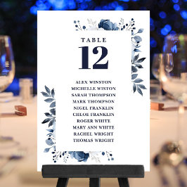 Invitación Tabla de asientos número de tabla floral azul de l