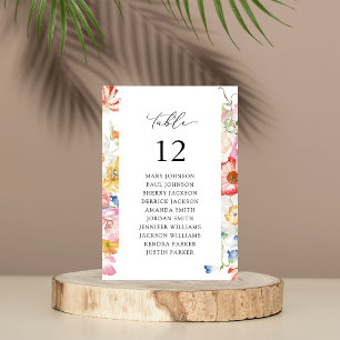 Invitación Tabla de asientos número de tabla multicolorFloral
