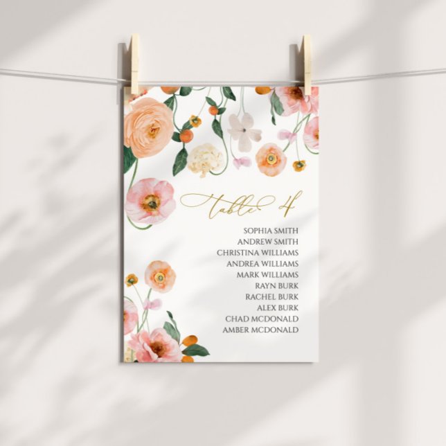 Invitación Tabla de Boda de amapola rosa número 4 Tabla de as (Subido por el creador)