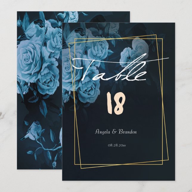 Invitación Tabla de Boda de cuadro geométrico de oro de Moda  (Anverso / Reverso)