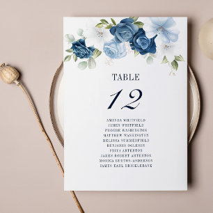 Invitación Tabla de Bodas florales Número de asiento 12