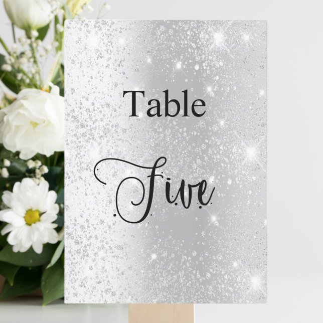 Invitación Tabla de caligrafía de purpurina plateado 5 tarjet (Subido por el creador)