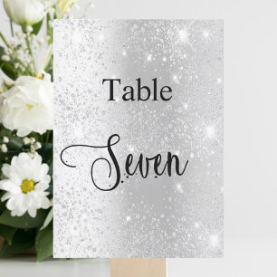 Invitación Tabla de caligrafía de purpurina plateado 7 tarjet