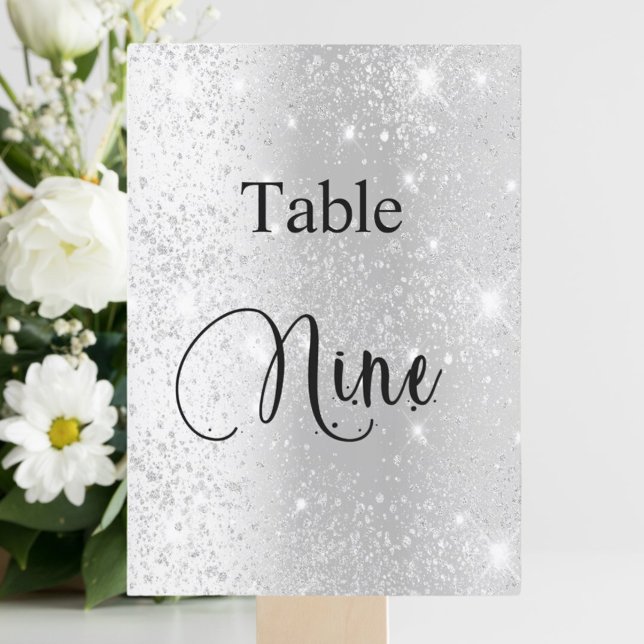 Invitación Tabla de caligrafía de purpurina plateado con nuev (Subido por el creador)