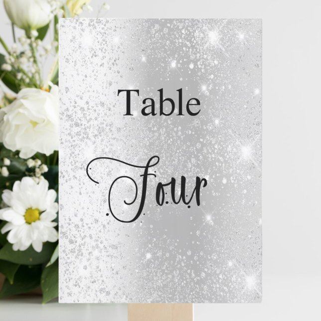 Invitación Tabla de caligrafía de purpurina plateado cuatro t (Subido por el creador)