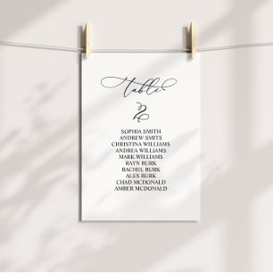 Invitación Tabla de caligrafía elegante Número de asiento 2
