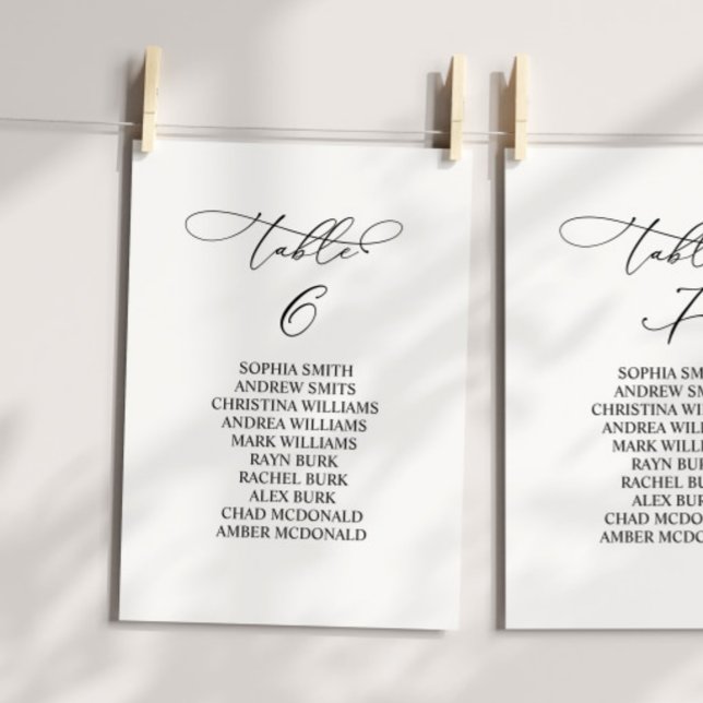 Invitación Tabla de caligrafía elegante Número de asiento 6 (Subido por el creador)