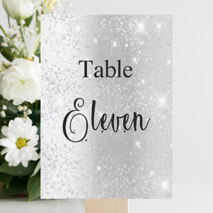 Invitación Tabla de caligrafía purpurina plateado once tarjet