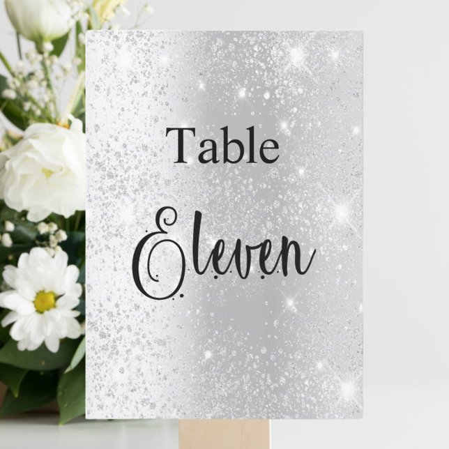 Invitación Tabla de caligrafía purpurina plateado once tarjet (Subido por el creador)