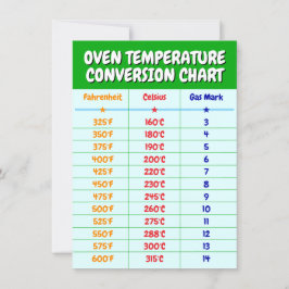 Invitación Tabla de Conversión de Temperatura del Horno - Tar