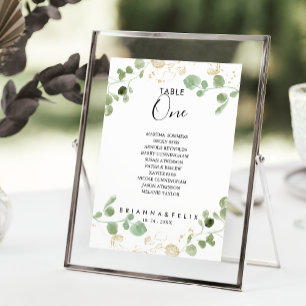 Invitación Tabla de Eucalyptus de Oro Número de Asientos 1