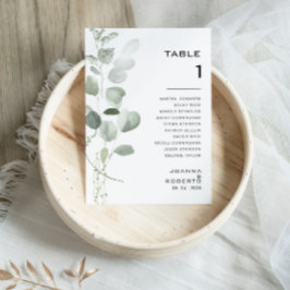 Invitación Tabla de Eucalyptus minimalista Número de asiento 