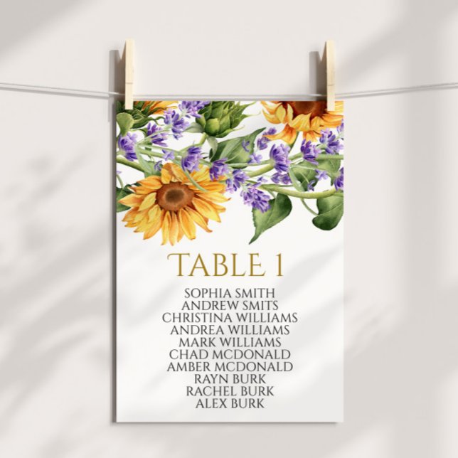 Invitación Tabla de girasoles número 1 Tabla de asientos (Subido por el creador)