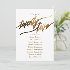 Invitación Tabla de guiones elegantes de oro Número de asient