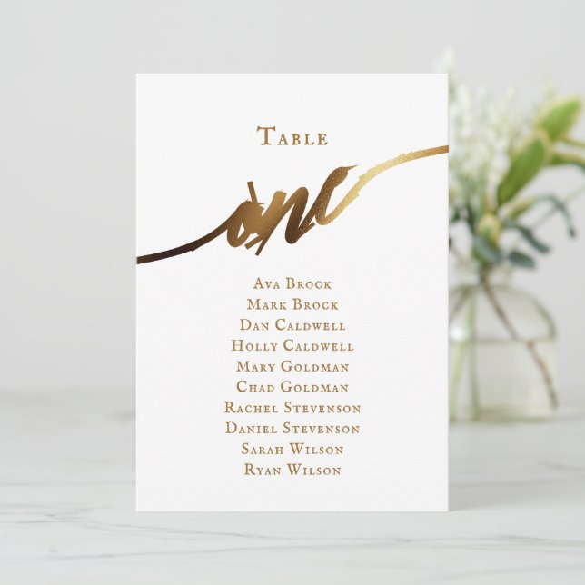 Invitación Tabla de guiones elegantes de oro Número de asient (Anverso de pie)