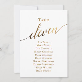 Invitación Tabla de guiones Gold Elegant Número de asiento 11