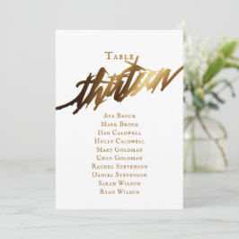 Invitación Tabla de guiones Gold Elegant Número de asiento 13
