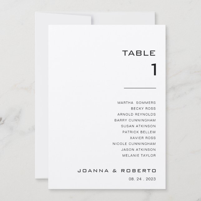 Invitación Tabla de Kraft formal simple Número de asiento 1 (Anverso)