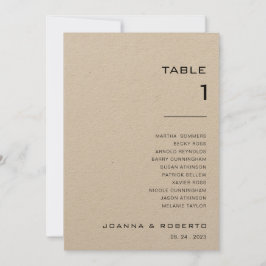 Invitación Tabla de Kraft formal simple Número de asiento 1