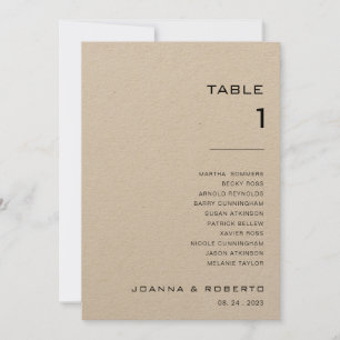 Invitación Tabla de Kraft formal simple Número de asiento 1