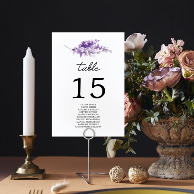 Invitación Tabla de número de asiento de boda de lavanda (Subido por el creador)